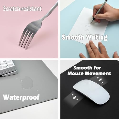 Edge-Locked Leather Desk Pad, Desk Blotter with Full Grip Fixation Lip, Waterproof Large Office Table Mat, Non-Slip Laptop Mouse Pads for Work Typing Writing (Dark Green,39.4"x19.7") - Image 2