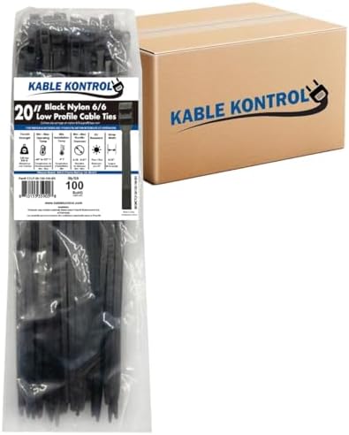 Kable Kontrol Low-Profile Cable Ties 20 Inch 1500 Pcs, 120 Lbs Test - Black by KABLEKONTROL%C2%AE