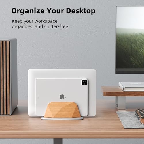 AFOOYO Vertical Laptop Stand - Wooden Adjustable Laptop Holder,Desktop Dock Compatible with All MacBook, Surface,Chromebook,Dell & More(Beechwood) - Image 5