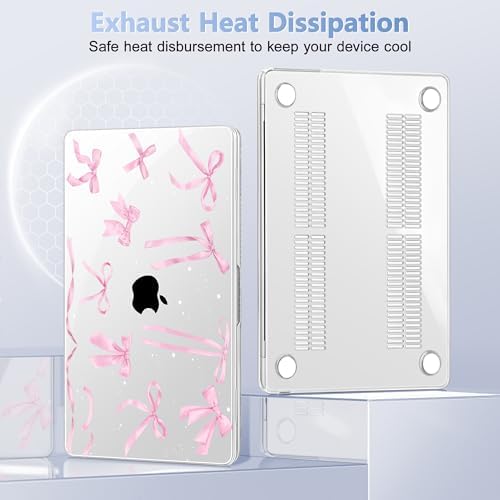 Case for 2026/2025/2024/2023 MacBook Air 15-inch Laptop Release M5 A3448 /M4 A3241 /M3 A3114 /M2 A2941, Stylish Protective Hard Shell Cover for MacBook Air 15.3 inch, Bowknot - Image 4
