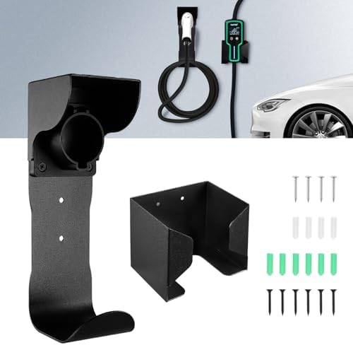 EV Charger Holder and Control Box Holder Set, Wall-Mount Electric Vehicle Charger Storage, Nozzle Holster Dock and Cable Organizer Combination for SAE J1772 Connector by Newruiheng
