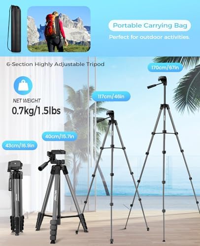 MACTREM 67" iPad Tripod Stand for Tablet Phone Camera with Remote Mount - Image 5