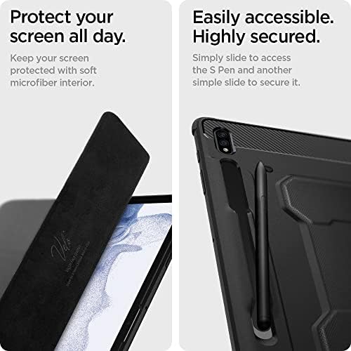 Spigen for Galaxy Tab S8 Plus Case (2022), Galaxy Tab S7 Plus Case (2020), Rugged Armor Pro Protective Tri-Fold Cover and S Pen Holder, 12.4 inch, Black - Image 6