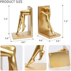 Gold Legs Sculpture Bookends for Shelves, Modern Resin Book Ends Decorative - Image 3
