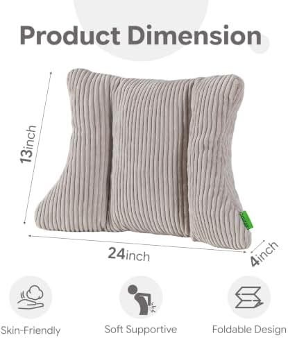 Lumbar Support Pillow 3 Section Back Pillow Office Chair for Back Support Comfortable Lumbar Cushion for Car Seat Pain Relief Sofa Rest (Grey) - Image 2