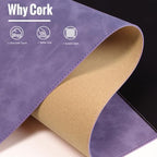 HAUTOCO Cork Desk Mat 48''x19.7'', Distressed PU Leather & Cloth Desk Pad - Image 3