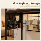 Desk Shelf Organizer with Pegboard & Hooks, Desk Hutch for Computer Monitor, Multi-Tier Wood Desktop Bookshelf Display Rack for Home Office Dorm Room (Vintage Brown, 38.6‘’) - Image 3