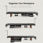 Fenge Modular Dual Monitor Stand Riser with Solid Ash Wood Leg, 42.5" Black - Image 4