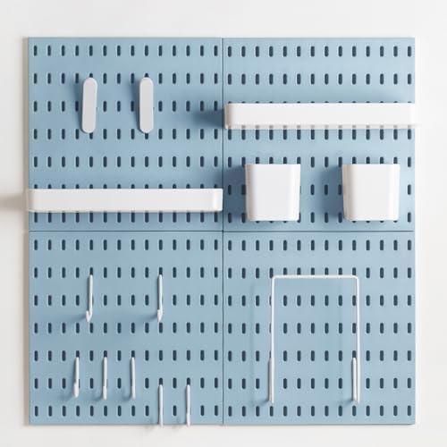 MULSAME Pegboard Combination Kit, Wall Mounted Storage Set with 4 Pegboards & 14 Accessories Hanging, Blue Peg Boards Organizer for Walls Display, Crafts Organization, Kitchen Organizer, 22" x 22" - Image 4