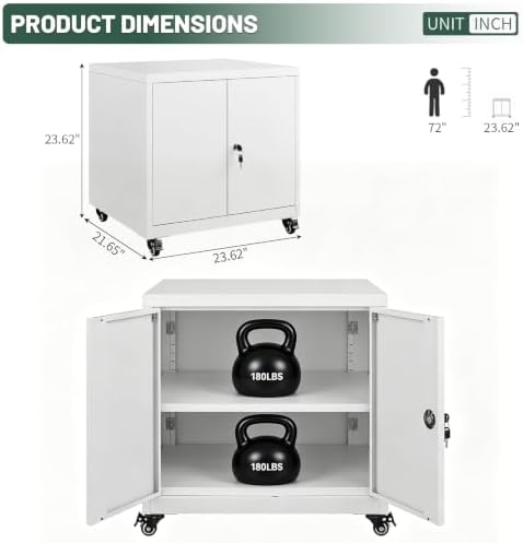 Large Rolling Printer Stand with Storage,Printer Table for Home Office - Image 2