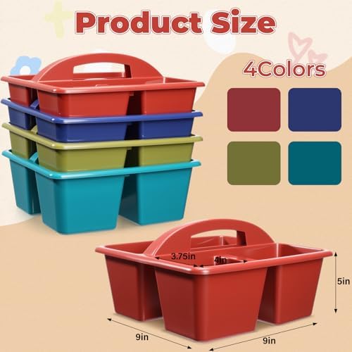 Kathfly 12 Pack Classroom Caddy Organizer with Handle Bulk, Deep Color - Image 4