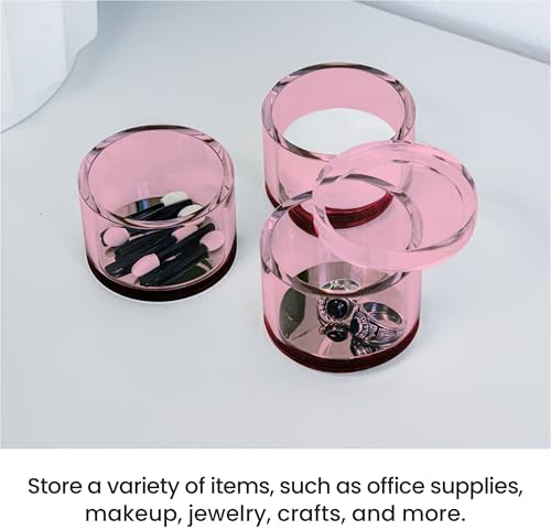 OfficeGoods 3-Tier Stackable Acrylic Holder, Pink with Silver Metal Base - Image 3