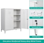SISESOL White Metal Cabinet with Doors and Shelves,40" Metal Storage Cabinet with Lock Door Adjustable Shelf,File Cabinets for Home Office,School,Kitchen,Garage Storage Tool Cabinets - Image 5
