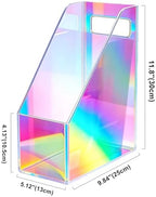 Acrylic Magazine Rack Desk File Holder Organizer for Office Desktop Vertical Magazine Storage Box, 12 x 10 x 5'', Iridescent - Image 2