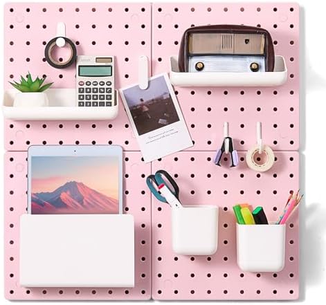 VUSIGN Peg Board Combination Kit 22"x22" Pegboards, Pink by VUSIGN
