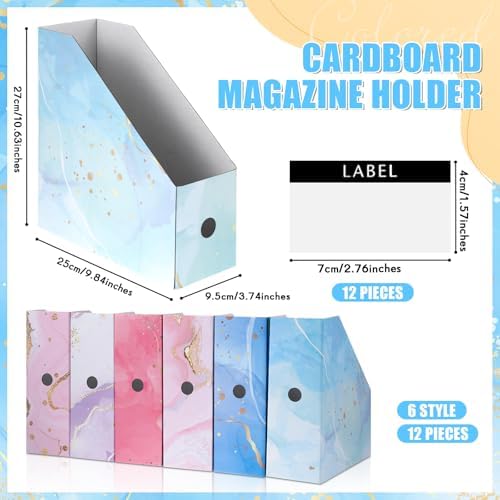 PerKoop 12 Pcs Decorative Magazine File Holders Foldable, Marble - Image 2