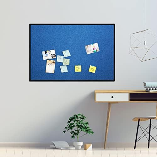 JILoffice Cork Linen Bulletin Board 36 X 24 Inch (Blue), Black Aluminum Frame Wall Mounted Board Memo Pin Board for Office Home and School - Image 4