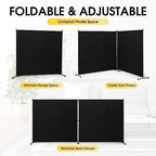 Rantila 2 Large Panels Room Divider,Portable Office Divider,Convenient Movable,Folding Partition Privacy Screen for Bedroom,Dining Room, Study,142" W x 71" H,Black - Image 4