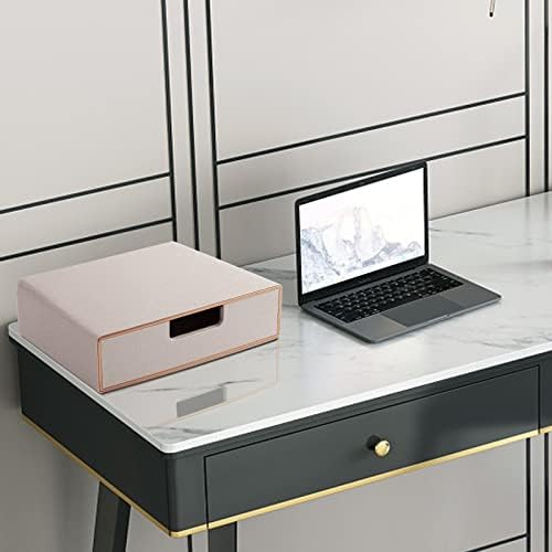 Stackable Drawer Organizer PU Leather Classic Handmade,Organize Home Office Desk Accessories and Sort Letter-Size Paper/a4 Document,Desk Caddy with Drawers Storage Box,13.1x10x3.7inches,Beige - Image 6