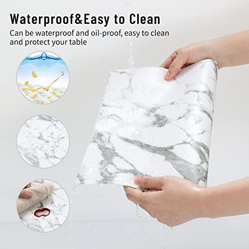 Faux Leather Placemats Set of 6,Heat Resistant Placemats for Dining Table, Easy Clean Non-Slip Place Mats, Waterproof Stain Resistant Wipeable Washable PU Table Mats, (Marble) - Image 4
