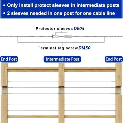 Steel DN Mate 100 Pack Stainless Steel Protector Sleeves for 1/8" Wire Rope, Cable Railing Hardware for Deck/Cable Railing System, T316 Marine Grade, Cable Sleeves Come with a Drill Bit DE50 - Image 4