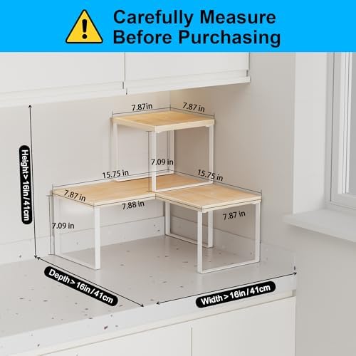 Golener Countertop Shelf, Kitchen Counter Organizer, Adjustable, Stackable - Image 3