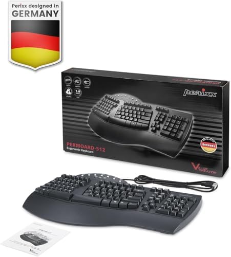 Perixx PERIBOARD-512B Wired Ergonomic Keyboard - Split Keyboard, Wrist Rest, Natural Typing - Wired USB Connectivity - US English - Black - Image 7