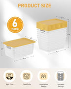 EOENVIVS Storage Bins Bakets with Lids 6 Pack, Stackable Organizer Bins for Small Spaces, Pantry, Closet & Bathroom, Secure Snap Lids, 11x7x5 Plastic Storage Containers for Shelf Organization, White - Image 2