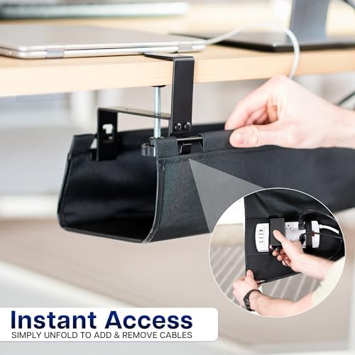VIVO Black Clamp-on 47 in Fabric Cable Management Tray, DESK-AC47F-C - Image 3