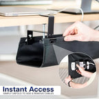 VIVO Black Clamp-on 16 in Fabric Cable Management Tray, DESK-AC16F-C - Image 3