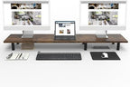 Large Dual Monitor Stand Riser 43.3IN，Vintage Home Office Storage For Desk Accessories，Solid Wod Desk With Adjustable Legs For computer/PC/Laptop/Printer/Container/dressing table by WEGASTU