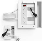 In Wall Cable Management Kit with Recessed Outlet Box, 4 Outlets, 9.8FT Cord, Hand Saw & Cable Ties, TV Cord Hider for Wall Mounted TV, Fits All Plugs, Easy Safe Cable Management for TV & Home Theater by Plugn