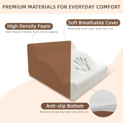 Foot Rest Ergonomic Pillow for Under Desk at Work & Handle Brown - Image 3