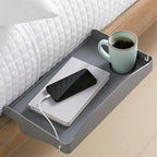 Modern Innovations Bedside Shelf for Bed, College Dorm Room, Bunk Bed Shelf for Top Bunk, Clip On Nightstand Tray with Cord and Cup Holder, Bunkbed Caddy for Table Storage (Dark Gray) by ModernInnovations