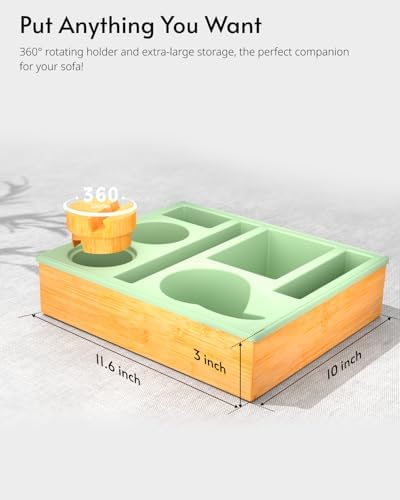 Couch Cup Holder Tray - Couch Organizer Caddy, Silicone Beach Caddy with Cup Holder, Sofa and Bed Drink Holder and Couch Tray Table for Snacks Beverage Remote (Green) - Image 2