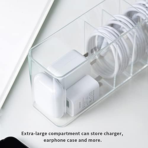 Cord Storage Organizer Box with Lid, Easy Organizer Without Cable Ties, Clear Electronics Organizer for Home Office Desk (Stackable-4Pack) - Image 4