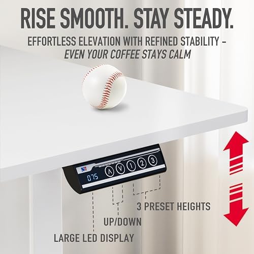 SHW 40 x 22 Inches Electric Height Adjustable Sit to Stand Desk, White - Image 7