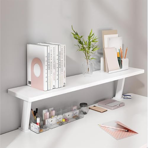 31.5x7.8in Clamp on Desk Shelf, Adjustable Desktop Organizer Extension Bookshelf Above Storage Rack Accessories for Home Office Organization White by Altovexis