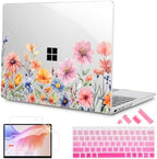 Mektron Case for 13.5" Microsoft Surface Laptop 5/4/3 with Metal Palm Rest Model 1951/1868, 2019/2021/2022 Release Plastic Hard Shell Cover with Screen Protector + Keyboard Cover, Floral P165 by Mektron