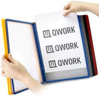 QWORK Wall Mount Reference Display System, 10 Multicolored Flip Folders for 20 Views, 8.5 x 11 Inch Document Organizer for Workshop, Restaurant Menu, Office - Image 2