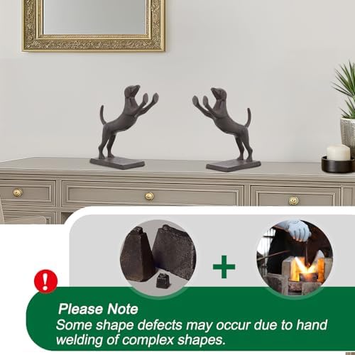 Dog Decorative Bookends, Unique Cast Iron Animal Shape Book Ends to Hold Books Heavy Duty, for Home Library Office Shelf Decoration, Vintage Antique Home Decor, Set of 2 - Image 6