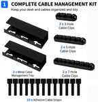 2 Pack Under Desk Cable Management Tray Kit with Cable Clips & Ties (Black) - Image 2