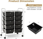 LDAILY 10 Drawer Rolling Cart, Storage Cart Organizer on Wheels, Drawer Cart with Metal Frame & Large Storage Capacity, Rolling Cart with Drawers for Living Room Classroom, Office - Image 3