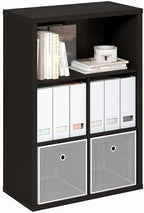 Furinno Cubicle 5-Cube Book Shelf, Extra Thick Frame Bookshelf, Dark Oak by Furinno-FitsYourSpaceFitsYourBudget