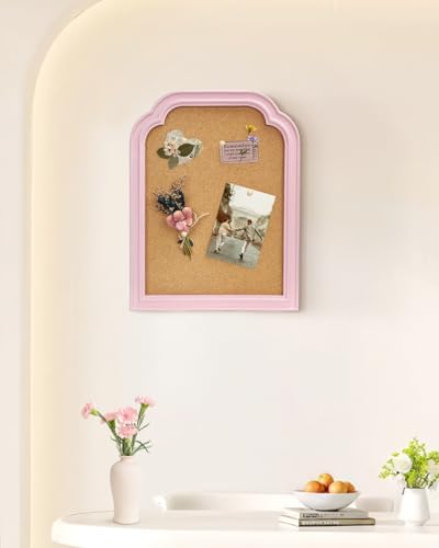 Cork Bulletin Board with Pink Frame, 13"*17" Pin Board for Home, Office, Bedroom, Dorm - Decorative Hanging Message Board for Notes, Photos, Vision Board(PK-3343) - Image 4
