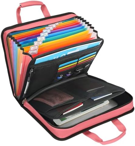 SEEKIND PU Leather Accordion File Organizer with Handle & Strap，12 Pockets Expanding File Folder with Zipper & Labels，Portable Document Organizer File for Letter A4 Files by SEEKIND%2C+Professional+Office+Products+Supplier.