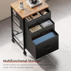 Maihail 3 Drawer Mobile File Cabinet on Wheels Fits A4 Size for Home Office - Image 4