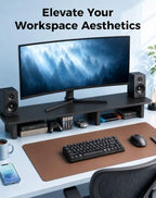Aothia 43 in Black Solid Wood Dual Monitor Stand, Monitor Riser for Desk - Image 6