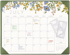 Desk Calendar 2026 with Desktop Mat, Cabbrix Large Desk Pad Calendar 21 x 17 Inch with Planner Template Stencil Set Cover 18 Months Runs From July 2026 to December 2027, Floral Design Calendar 2026 for Home School and Office by CABBRIX