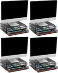 Mind Reader Monitor Stand, Ventilated Laptop Riser, Storage Drawer, Office, Metal Mesh, Black, 2 Drawers (Pack of 4) by MindReader